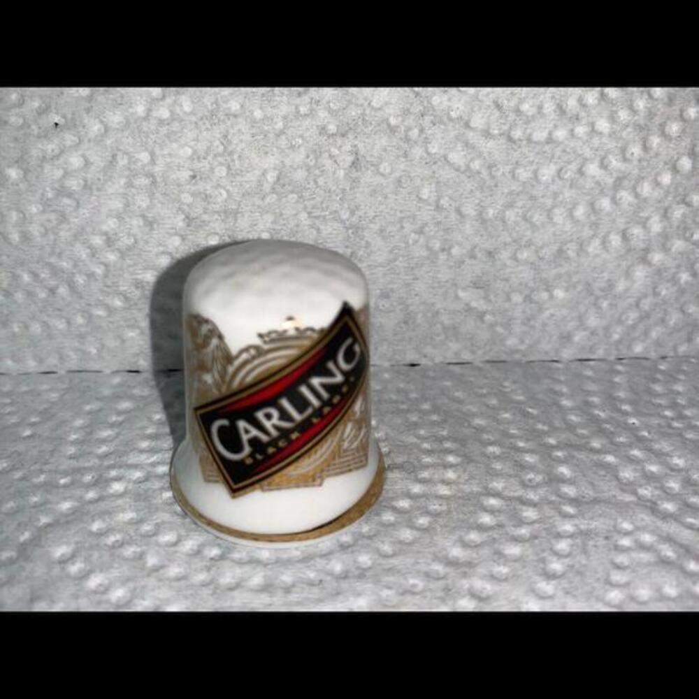 Advertising Bone China Thimble Carling Black‎ Label Beer Staffordshire England